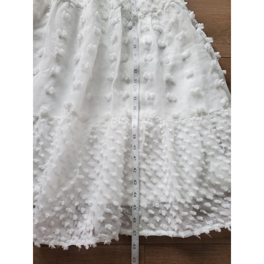 Polagram White Dot Smocked w/ Puff Sleeve Midi Dress Womens Medium NWT - Picture 5 of 16